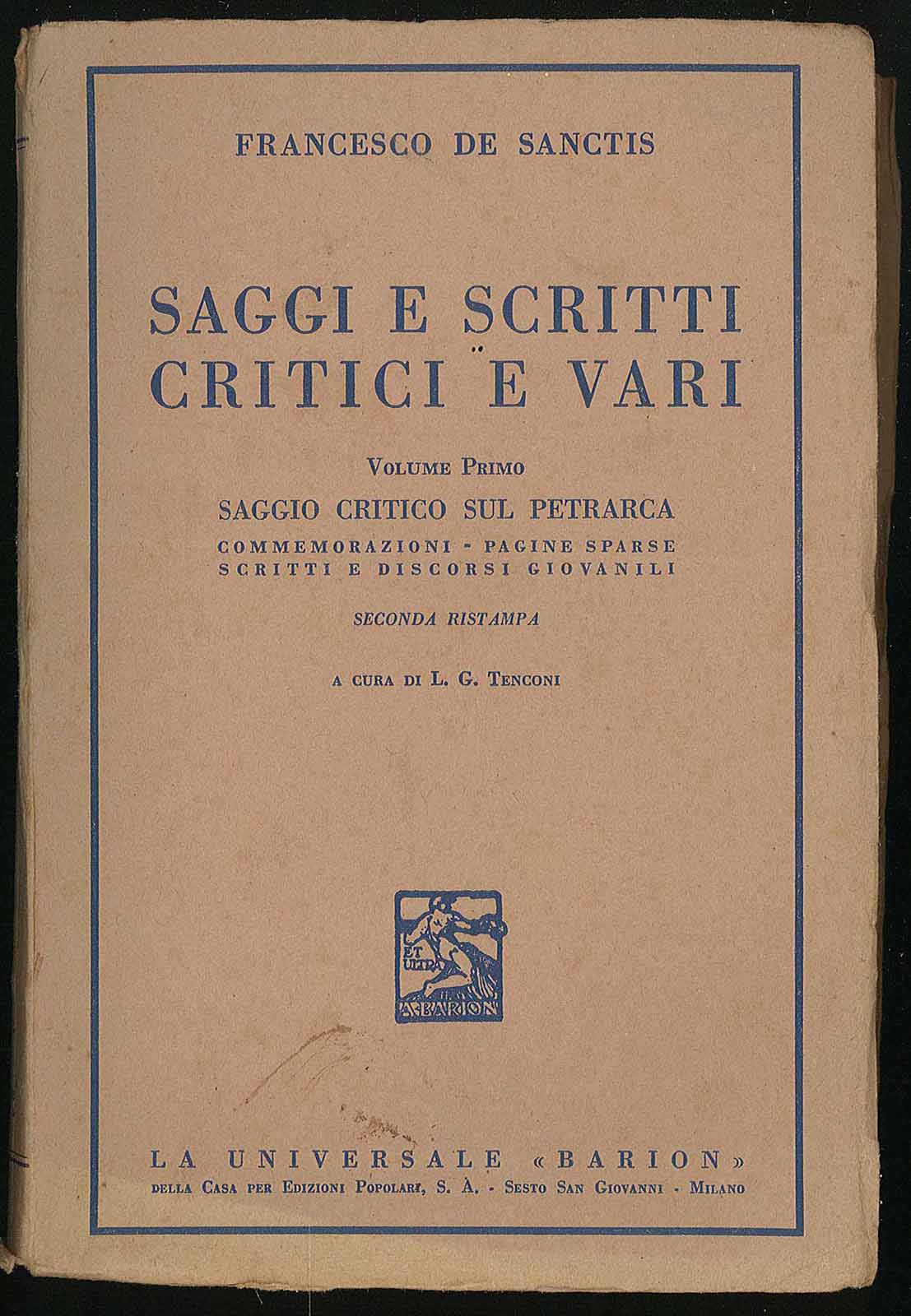 Saggi e scritti critici e vari - Volume I Saggio …
