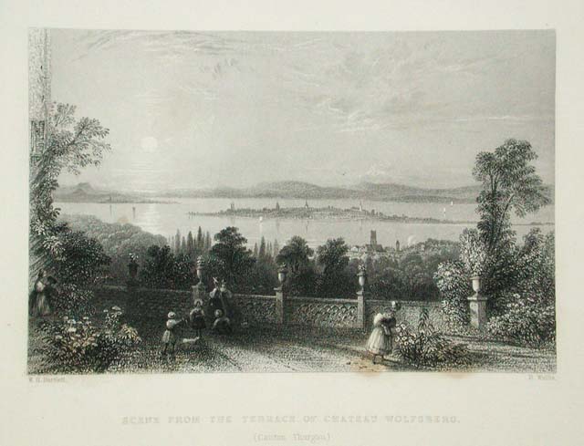 Scene from the terrace of Chateau Wolfsberg./ (Canton Thurgau)