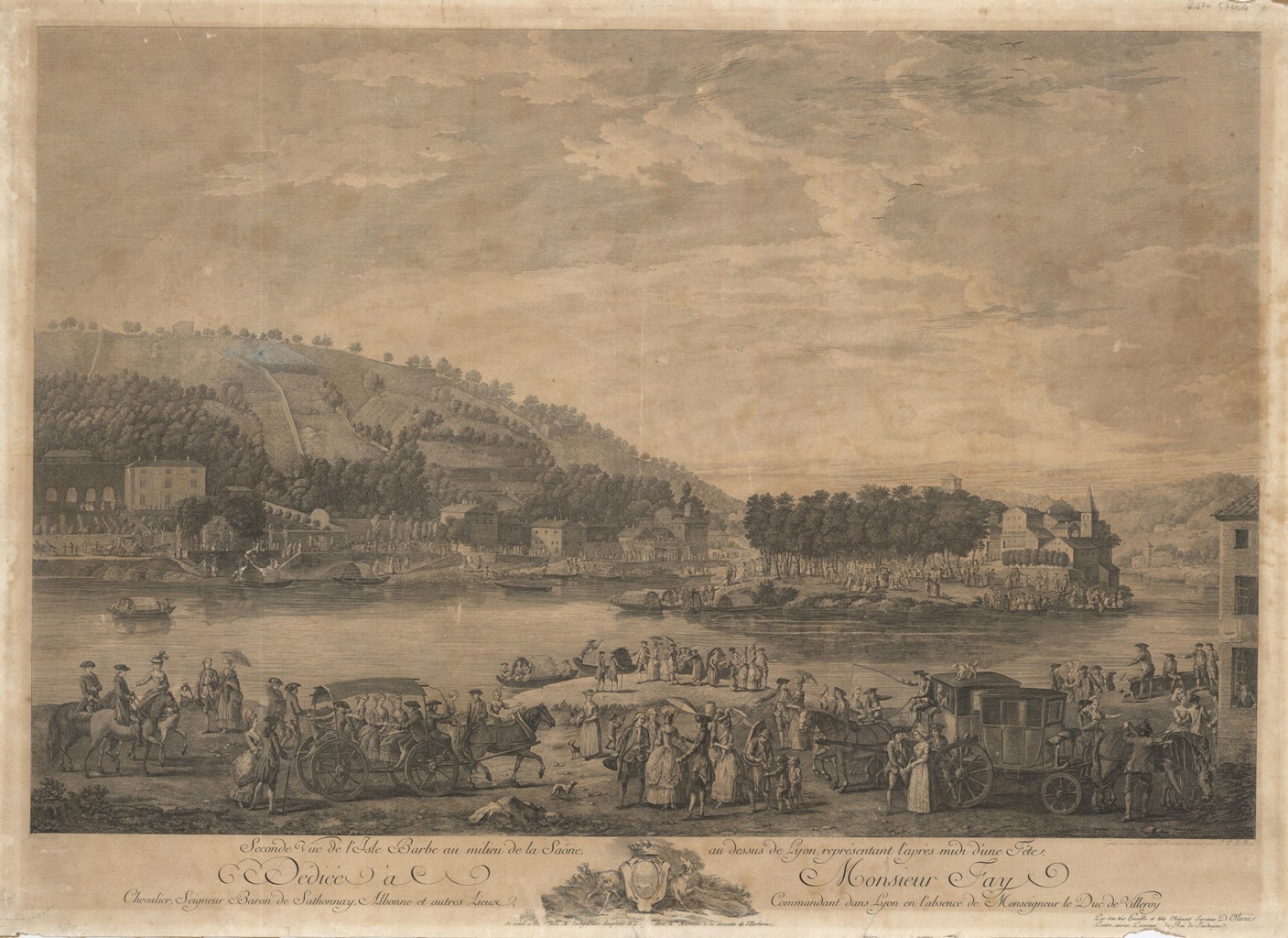 Seconde Vue de l'Isle Barbe au milieu de la Saone …