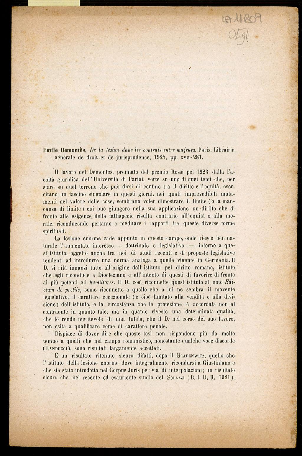 (senza titolo). Estratto dall'Archivio Giuridico