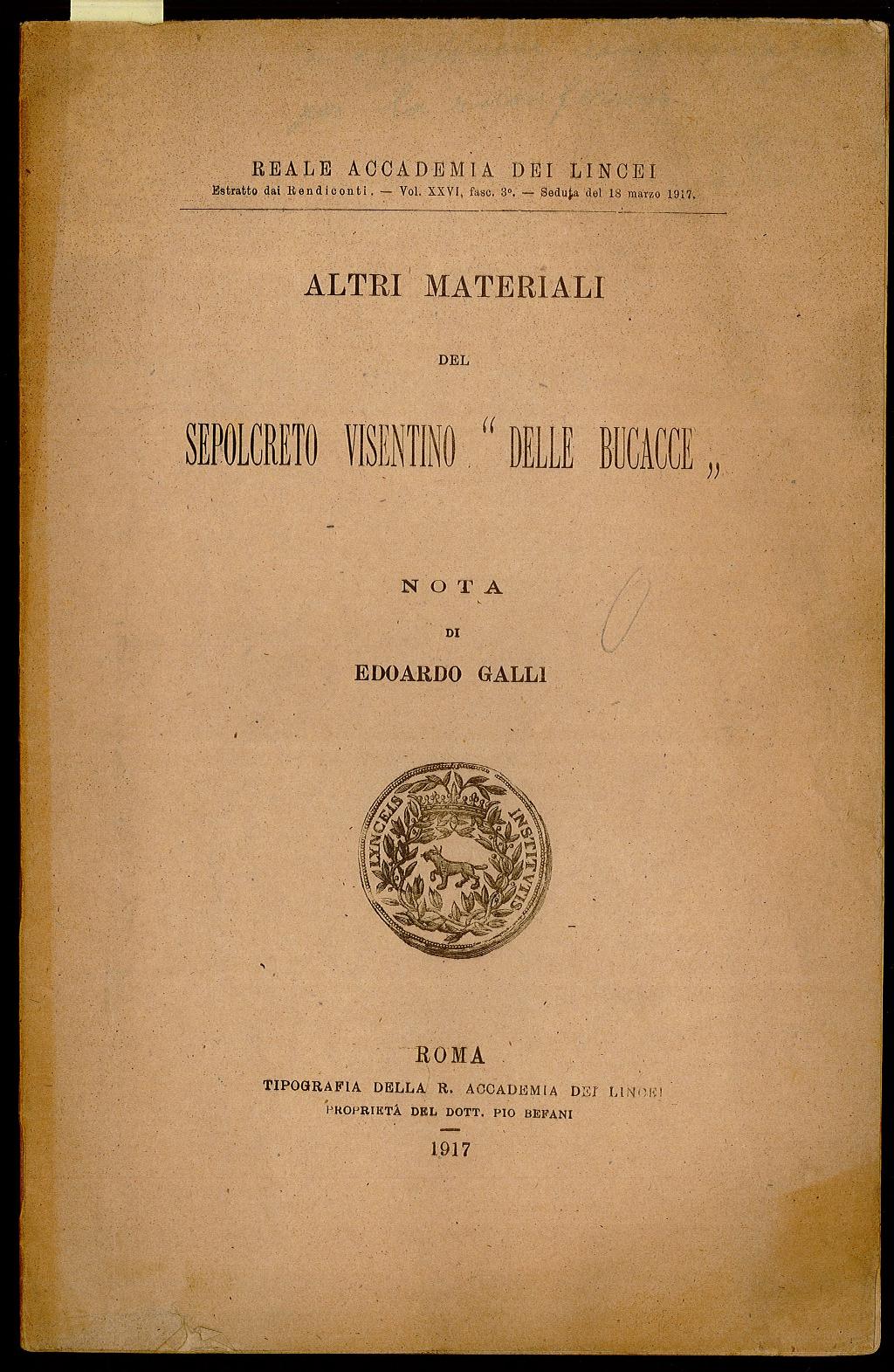 Sepolcreto visentino “Delle Bucacce”