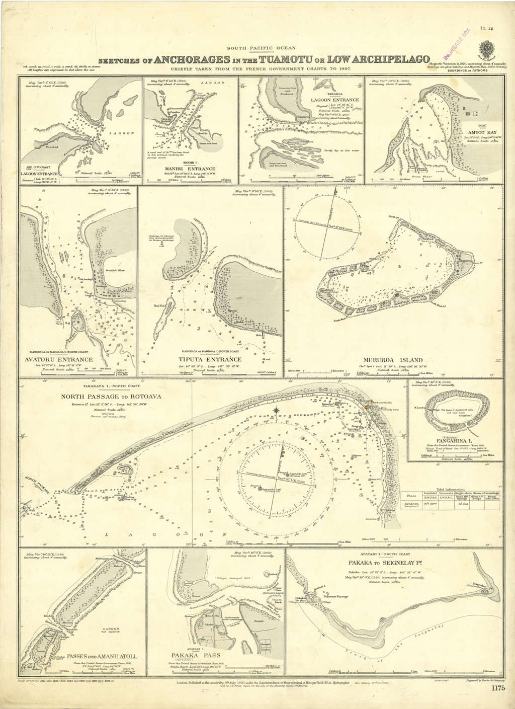 Sketches of Anchorages in the Tuamotu or Low Archipelago