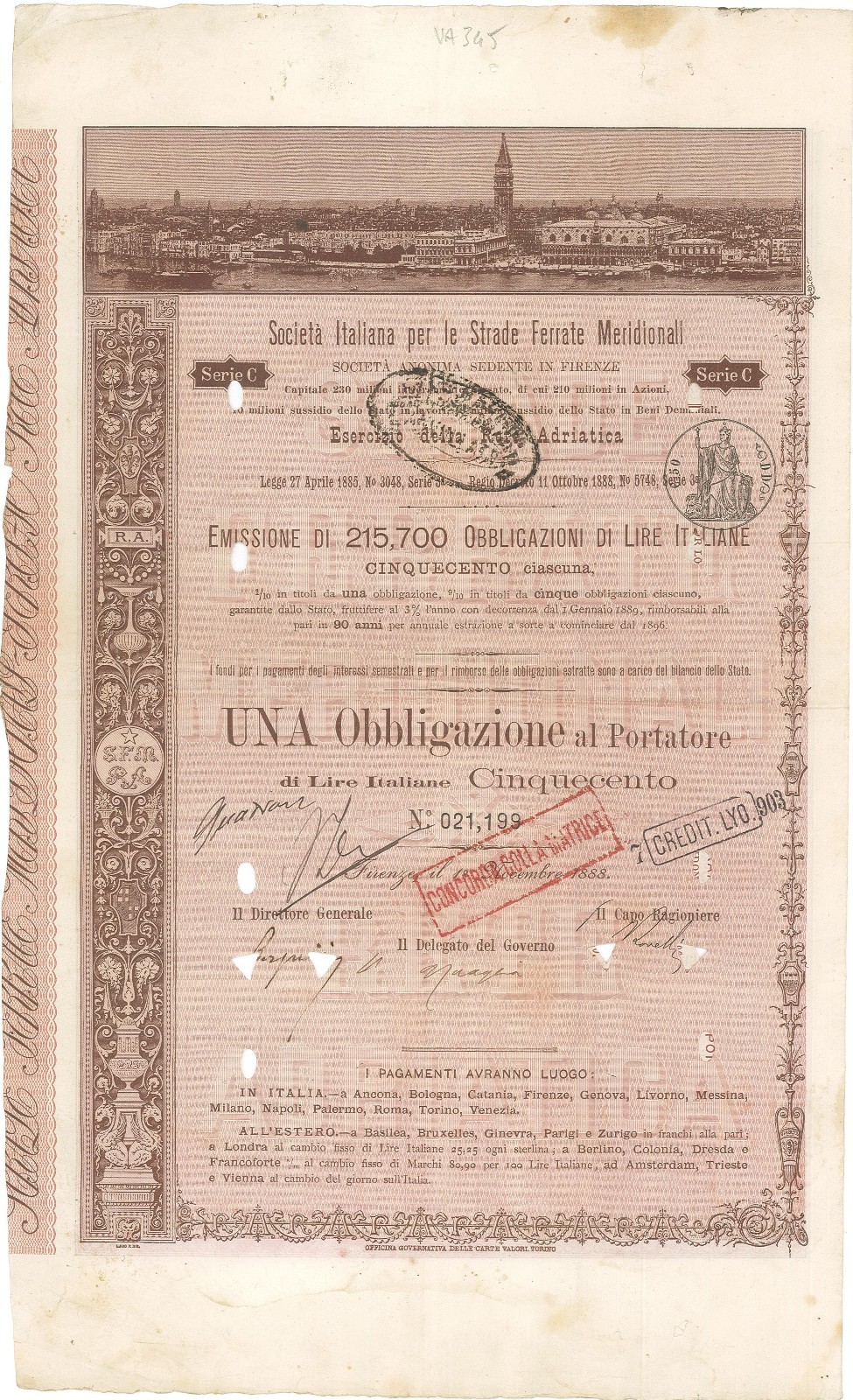 Società Italiana per le Strade Ferrate Meridionali - SOCIETA' ANONIMA …