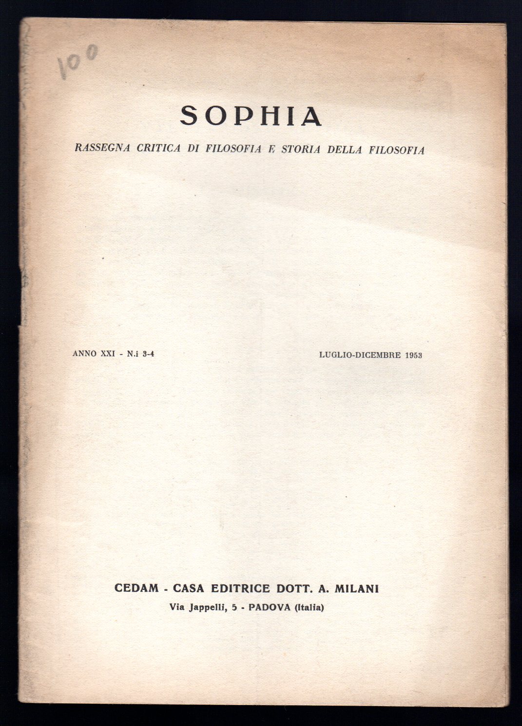 Sophia. Rassegna critica di Filosofia e Storia dlla Filosofia
