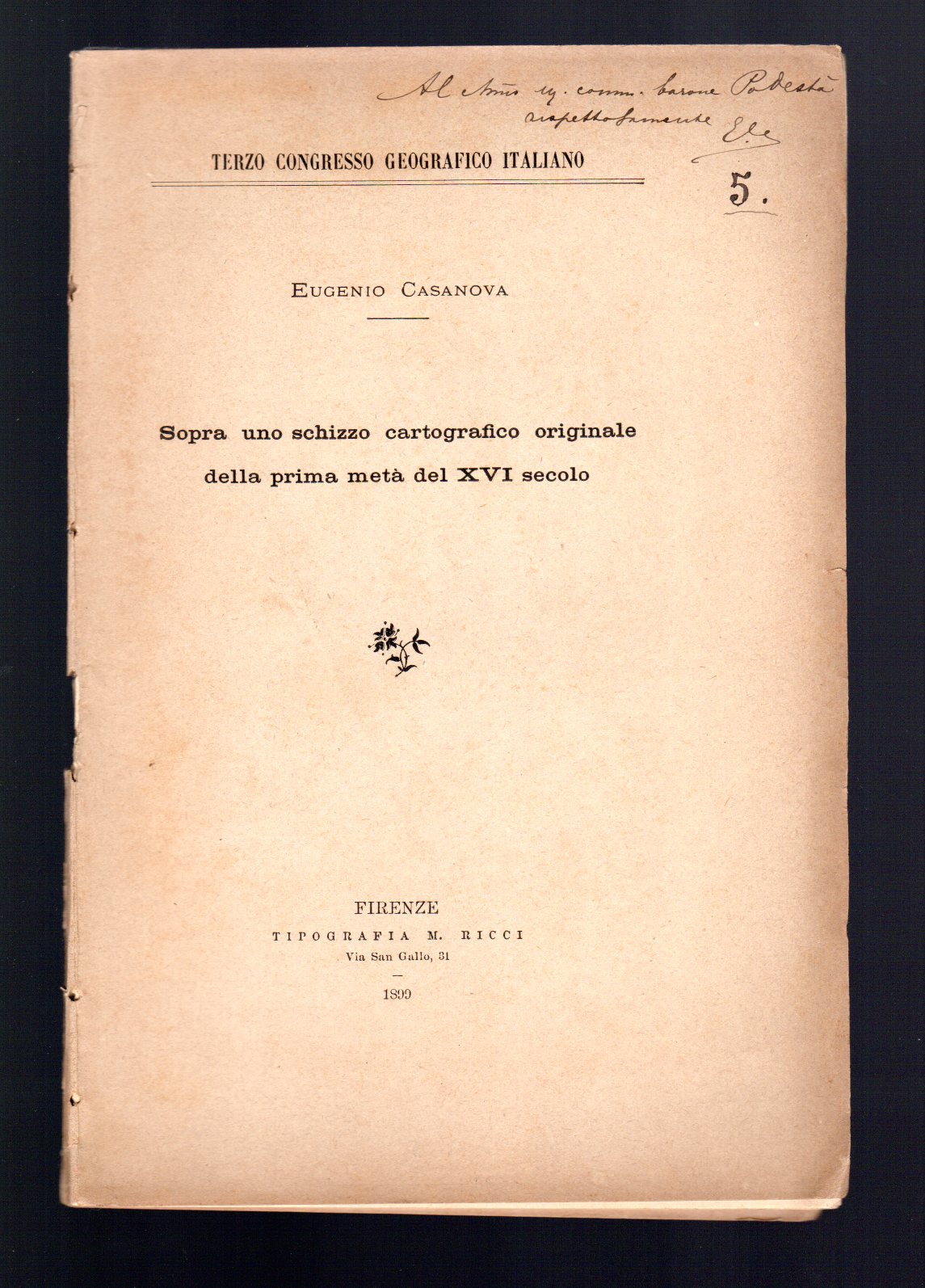 Sopra uno schizzo cartografico originale della prima metà del XVI …