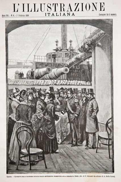 Spezia / Consegna della bandiera donata dalle gentildonne fiorentine alla …