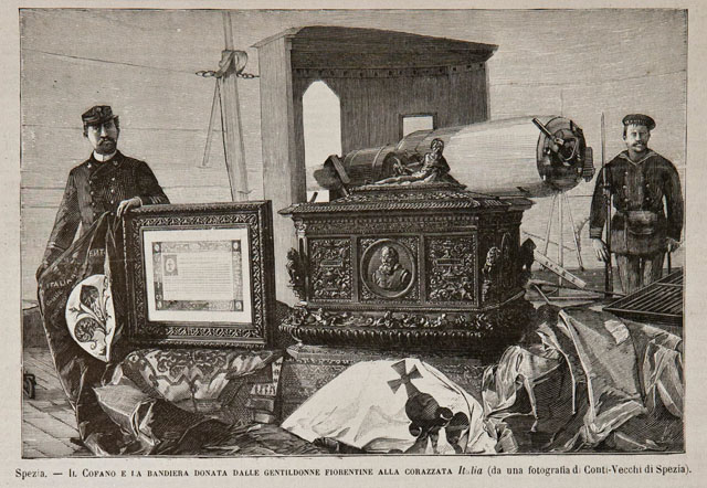 Spezia / Il Cofano e la bandiera donata dalle gentildonne …