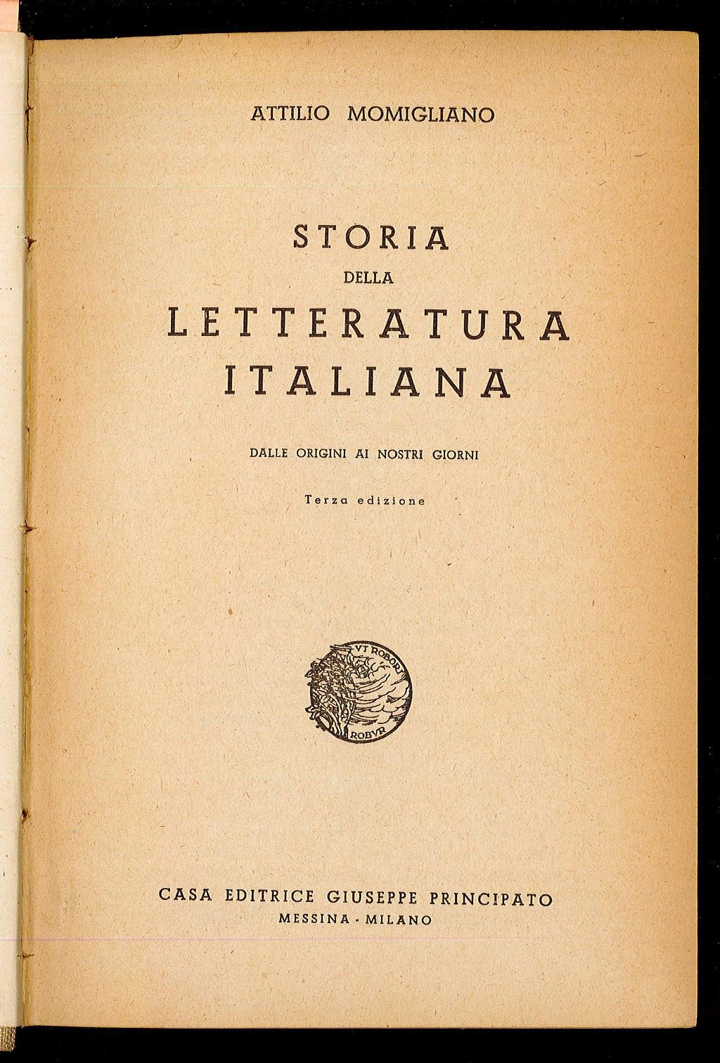 Storia della letteratura italiana dalle origini ai nostri giorni