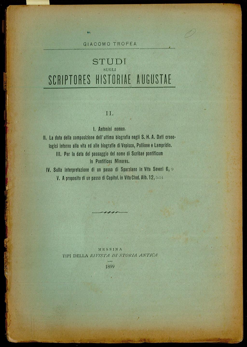 Studi sugli Scriptores Historiae Augustae II