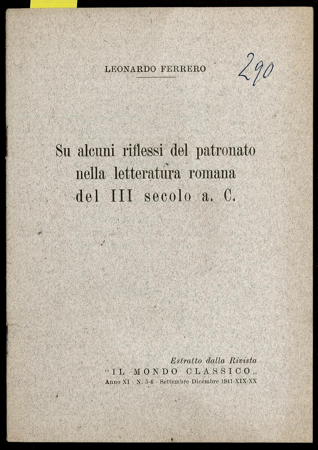 Su alcuni riflessi del patronato nella letteratura romana del III …