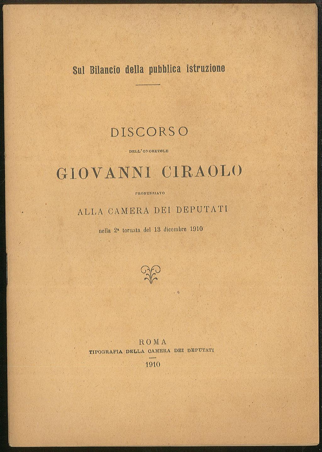 Sul bilancio della pubblica istruzione