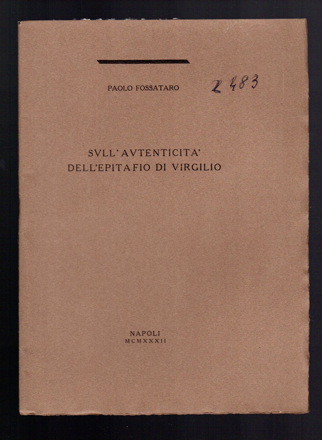 Sull'autenticità dell'epitaffio di Virgilio