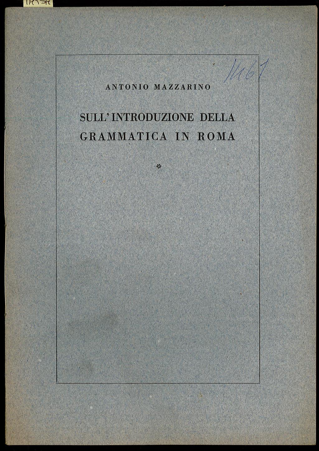 Sull’istruzione della grammatica in Roma