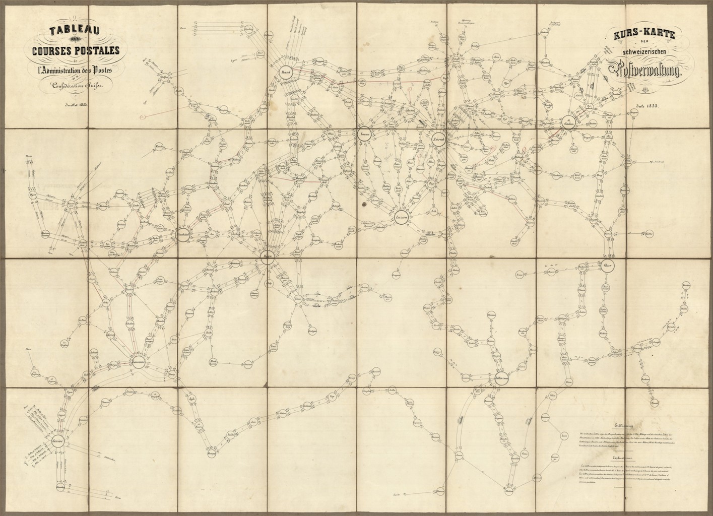 Tableau des Courses Postales de l'Administration des Postes de la …