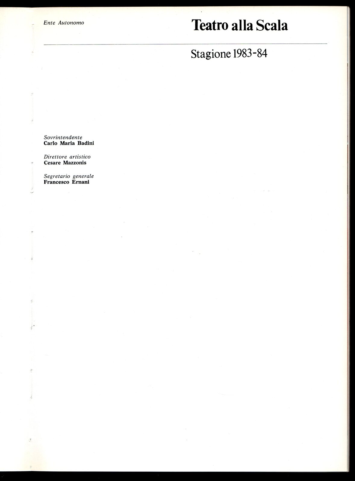 Teatro alla Scala. Stagione 1983-84