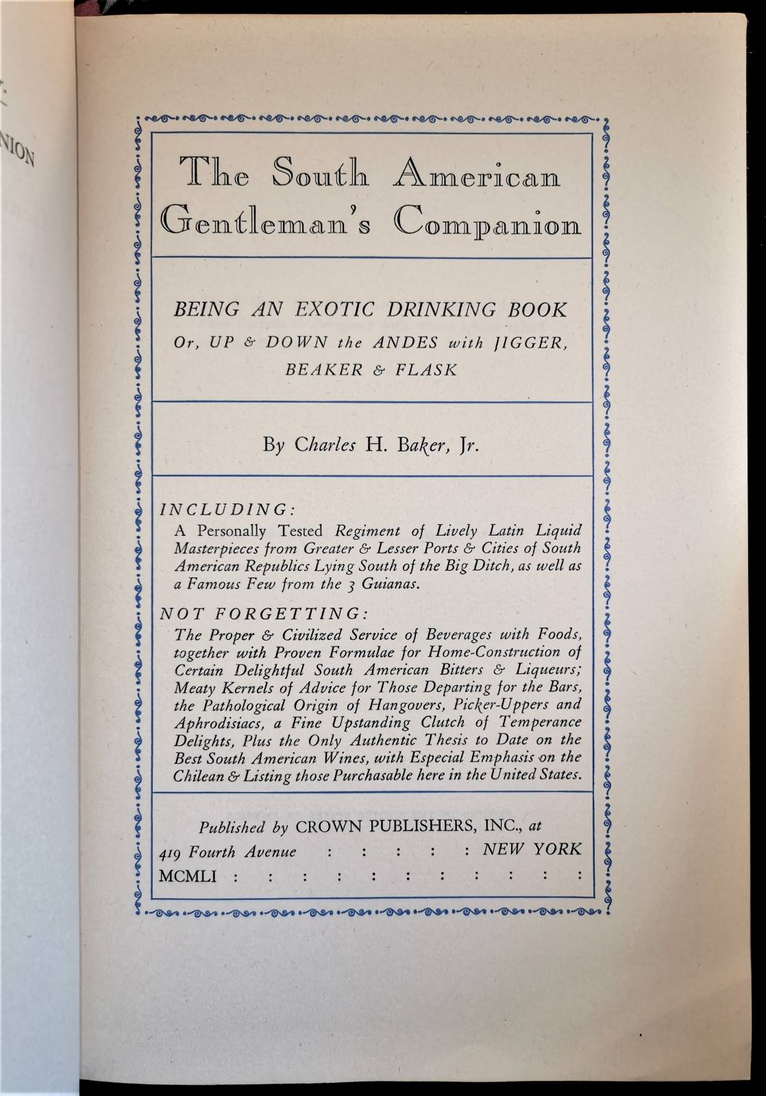 The South American Gentleman's Companion. An exotic drinking book