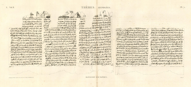 Thèbes. Hypogées - Manuscrit sur papyrus