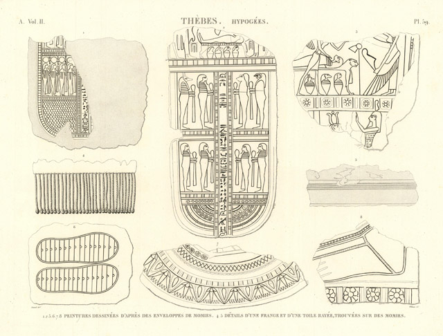 Thèbes. Hypogées - Peintures dessinées dìaprès des enveloppes de momies …