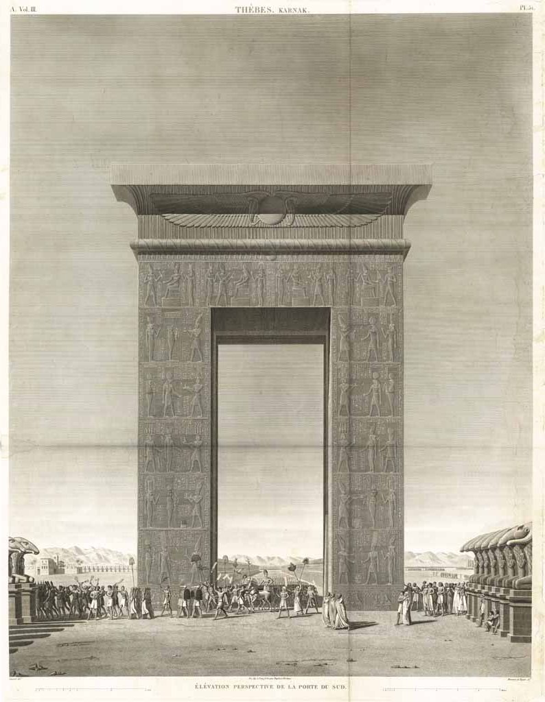 Thèbes. Karnak - Elévation perspective de la porte du sud.