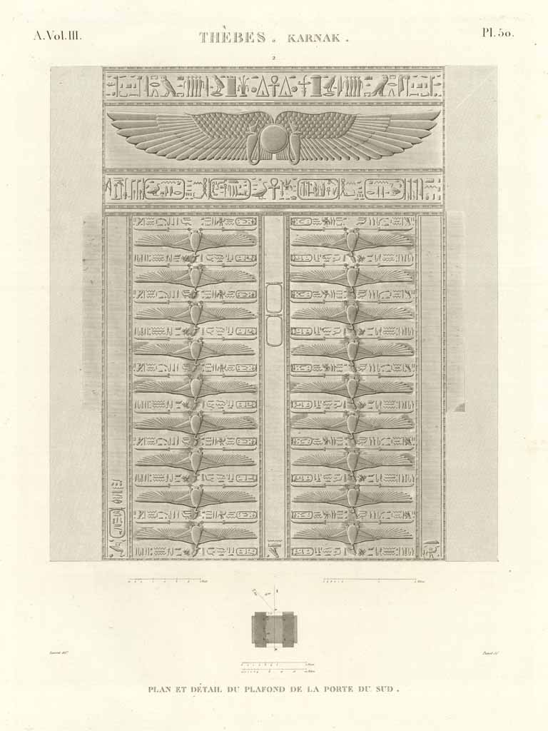 Thèbes. Karnak - Plan et détail du plafond de la …