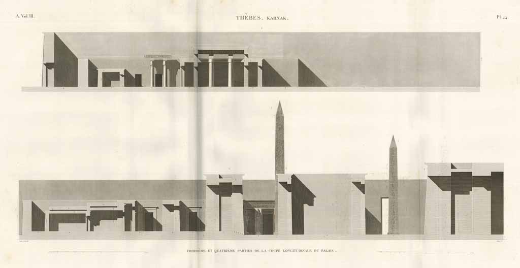 Thèbes. Karnak - Troisième et quatrième parties de la coupe …