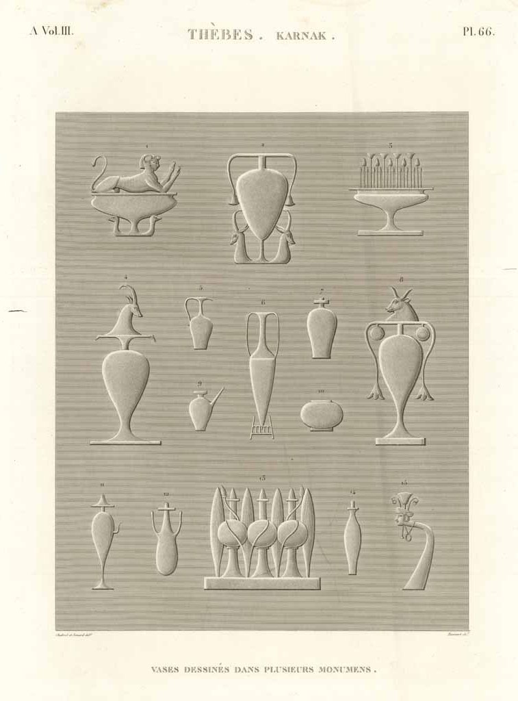 Thèbes. Karnak - Vases dessinés dans plusieurs monumens
