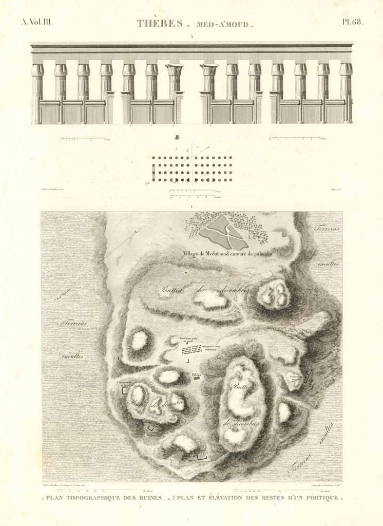 Thèbes. Med-A'Moud - Plan topographique des ruines - Plan et …