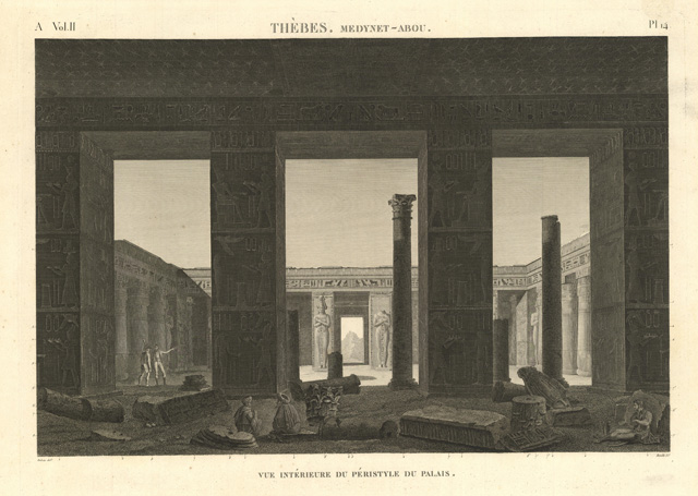 Thèbes. Medynet-Abou - Vue intérieure du péristyle du palais