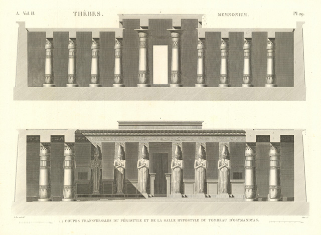 Thèbes. Memnonium - Coupes transversales du pérityle et de la …