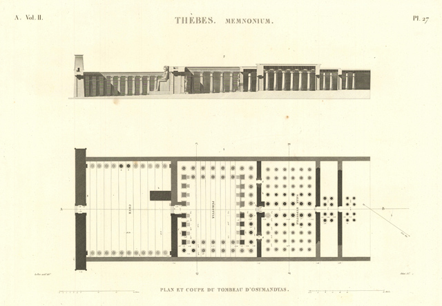 Thèbes. Memnonium - Plan et coupe du tombeau d'Osymandyas