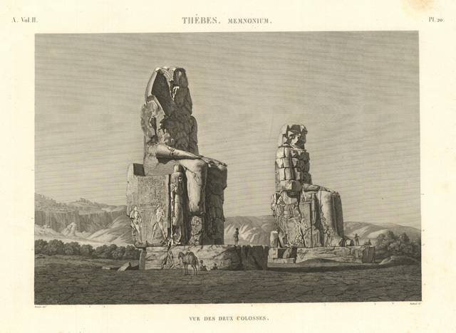 Thèbes. Memnonium - Vue des deux colosses