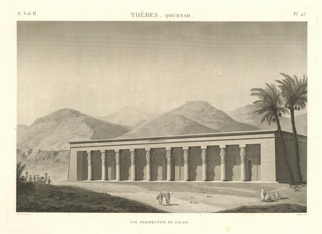 Thèbes. Qournah - Vue perspective du palais