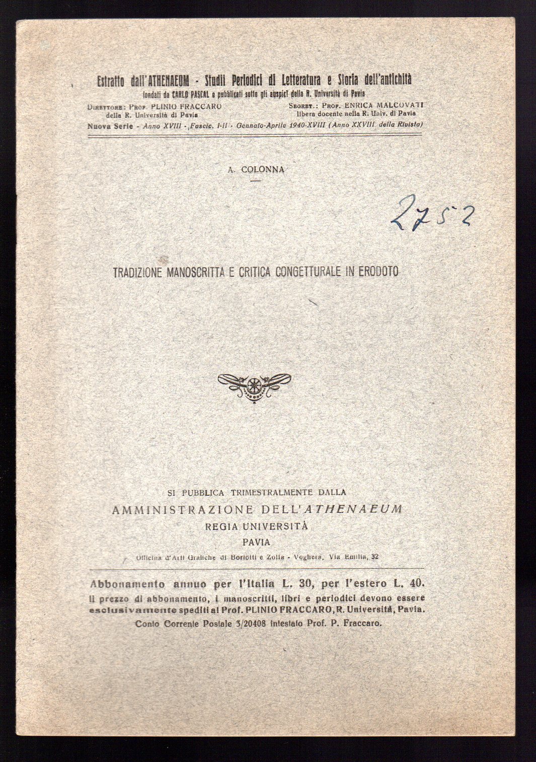 Tradizione manoscritta e critica congetturale in Erodoto