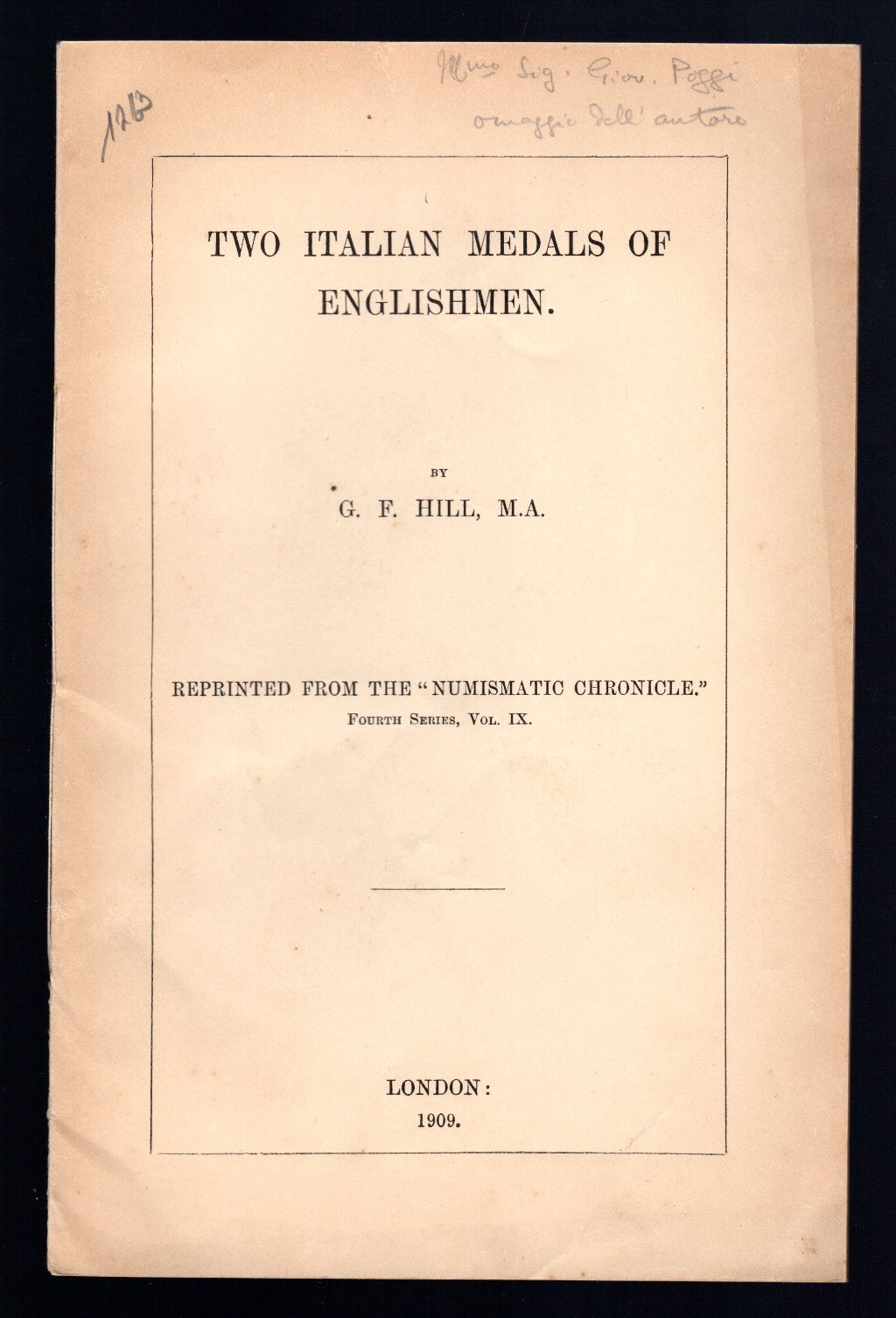 Two italian medals of englishmen