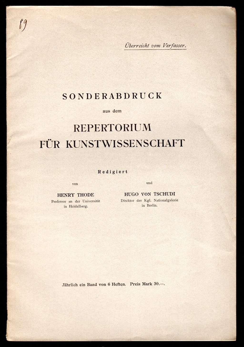 Uber einige Zeichnungen florentinischer Maler im Konigl. Kupferstichkabinett in Berlin