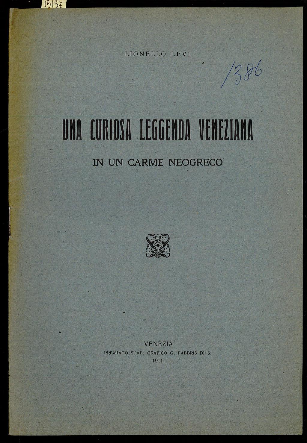 Una curiosa leggenda Veneziana in un carme neogreco