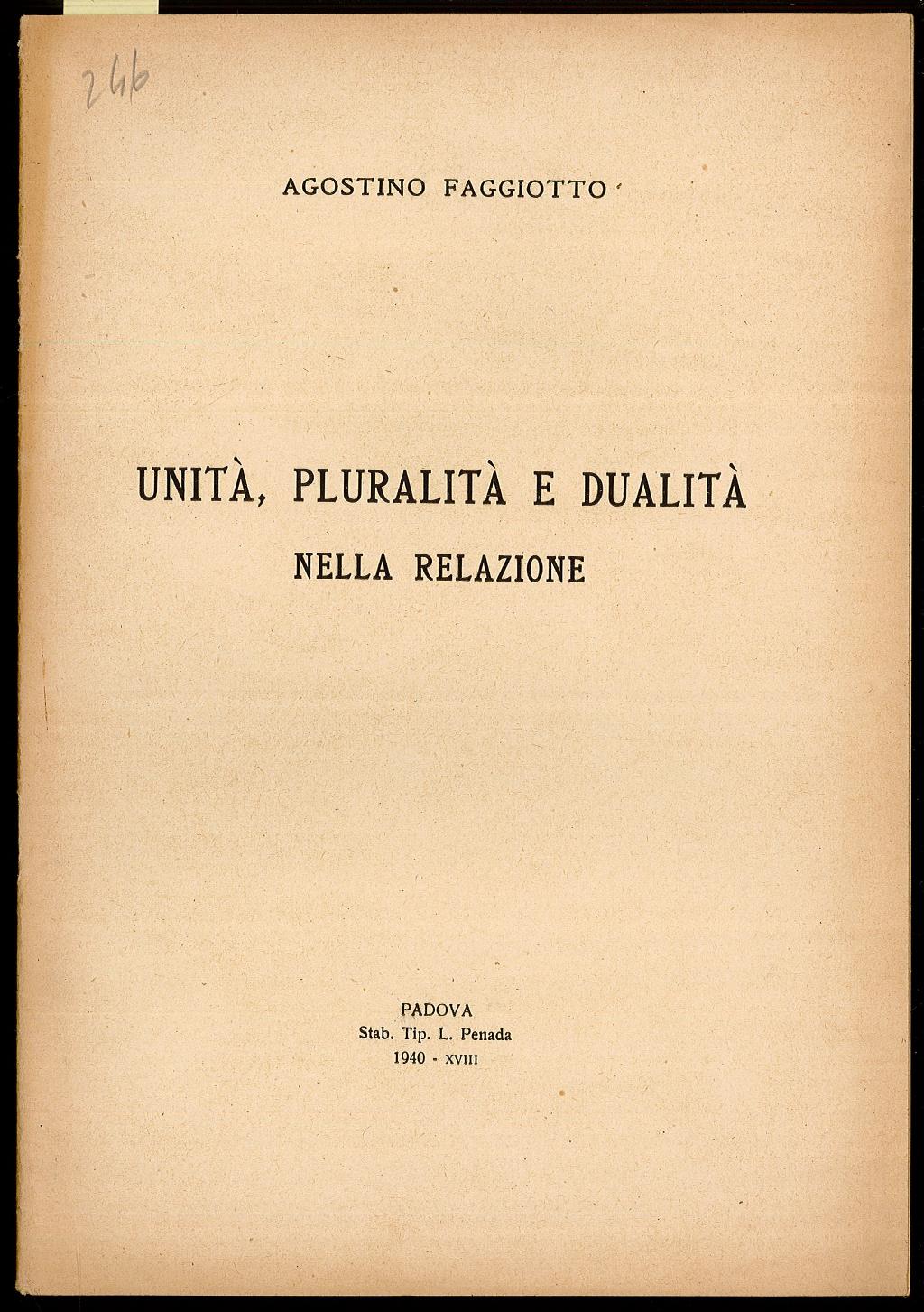 Unità, pluralità e dualità nella relazione