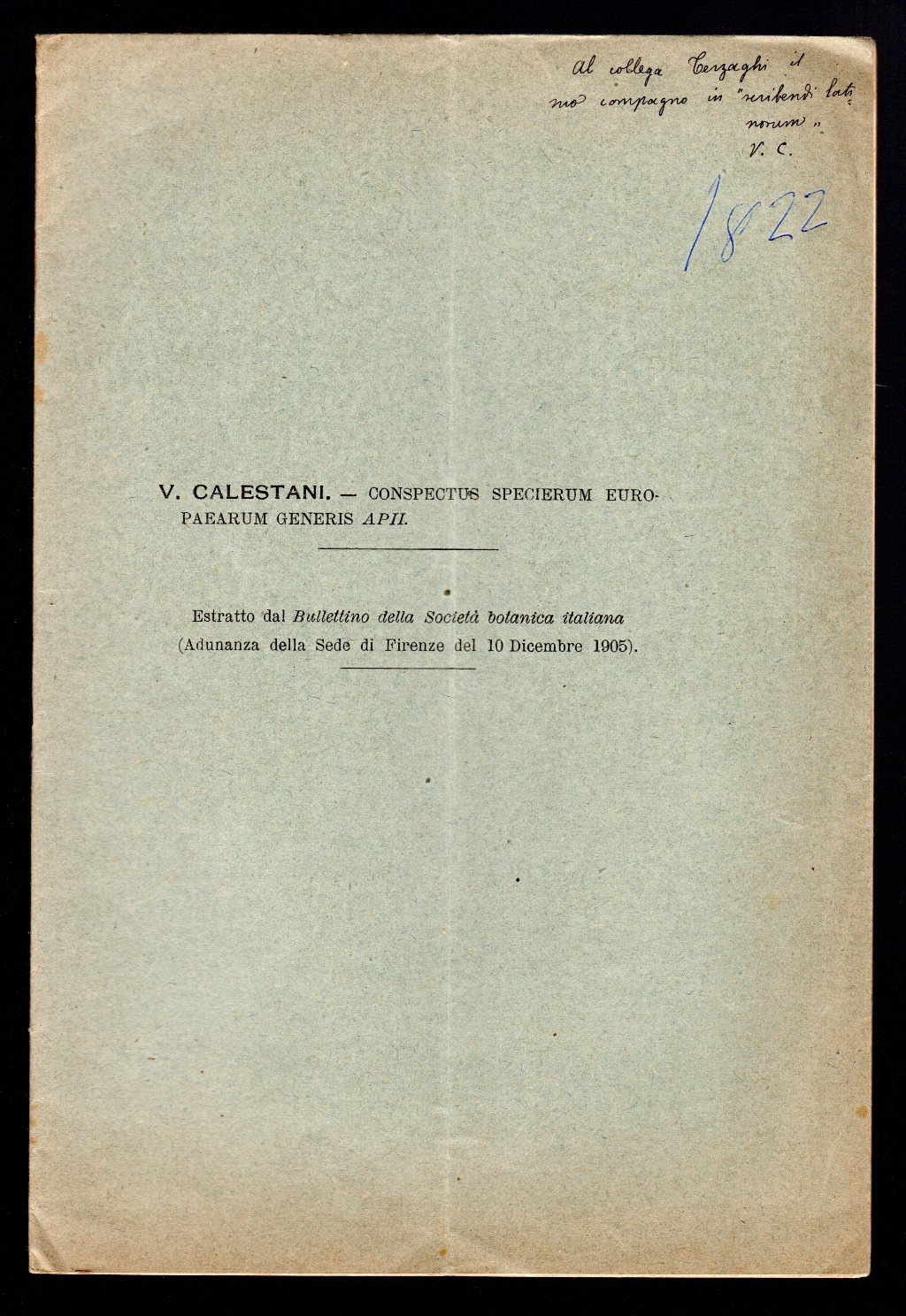 V. Calestani. - Conspectus specierum europaearum generis APII