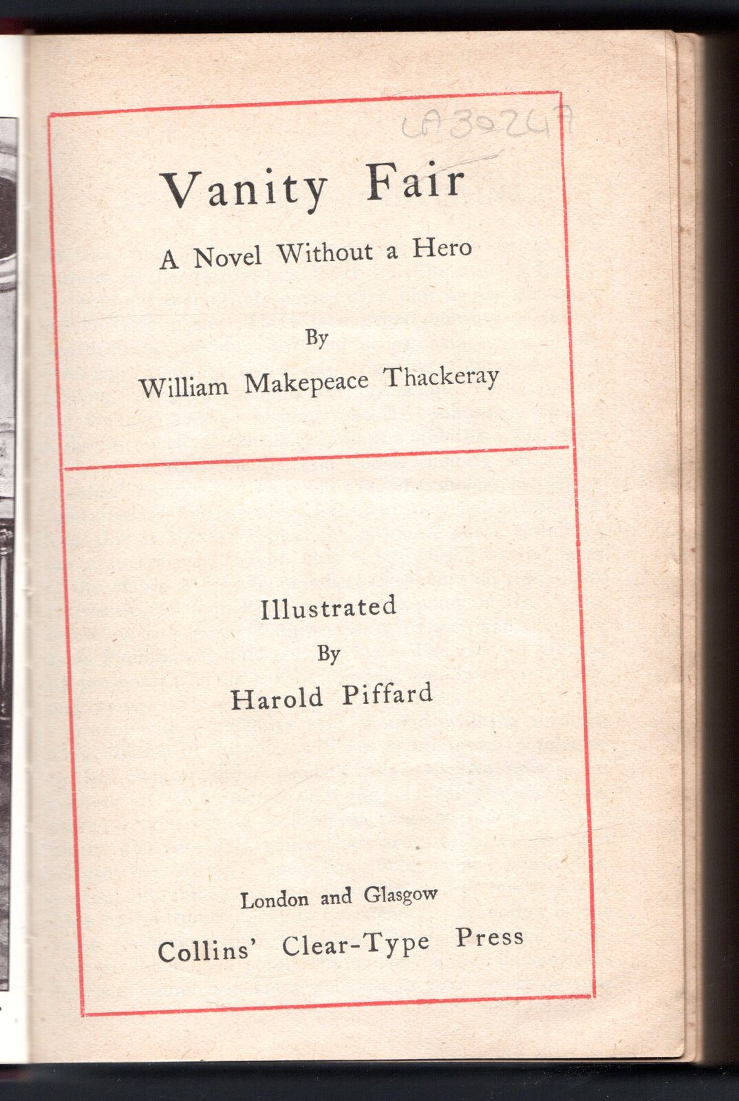 Vanity Fair. A novel Without a Hero
