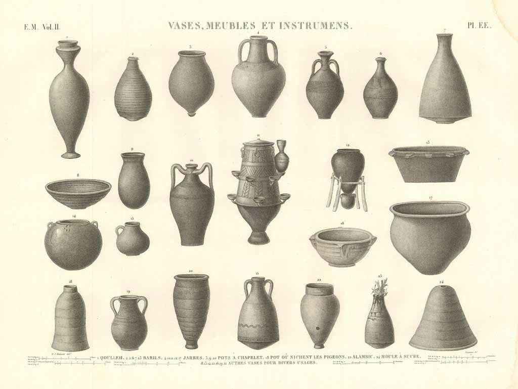 Vases, meubles et instrumens - Qoulleh - Barils - Jarres …