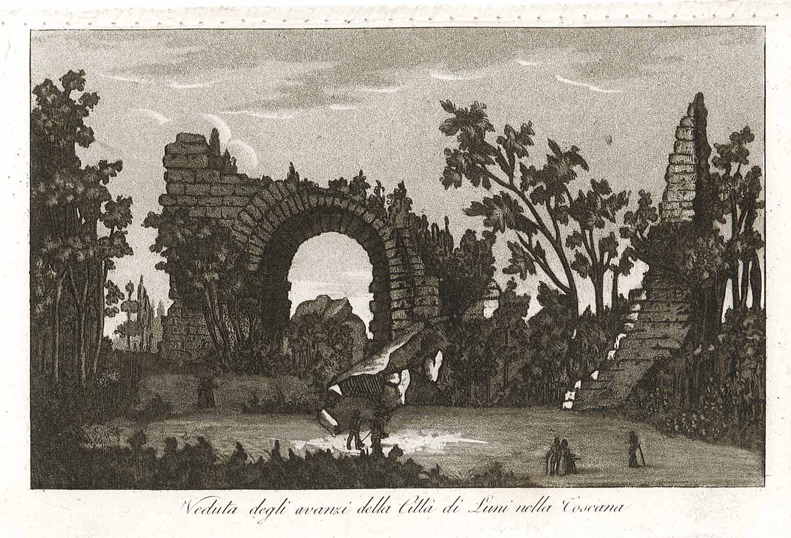 Veduta degli avanzi della Città di Luni nella Toscana