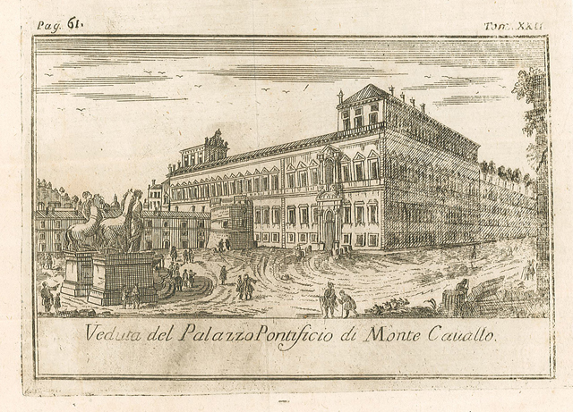 Veduta del Palazzo Pontificio di Monte Cavallo.