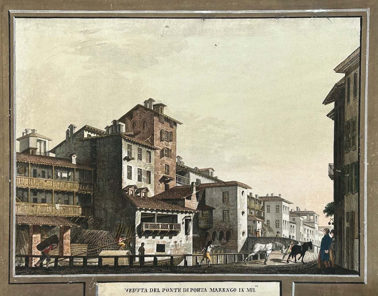 Veduta del Ponte di Porta Marengo lungo il Naviglio venendo …