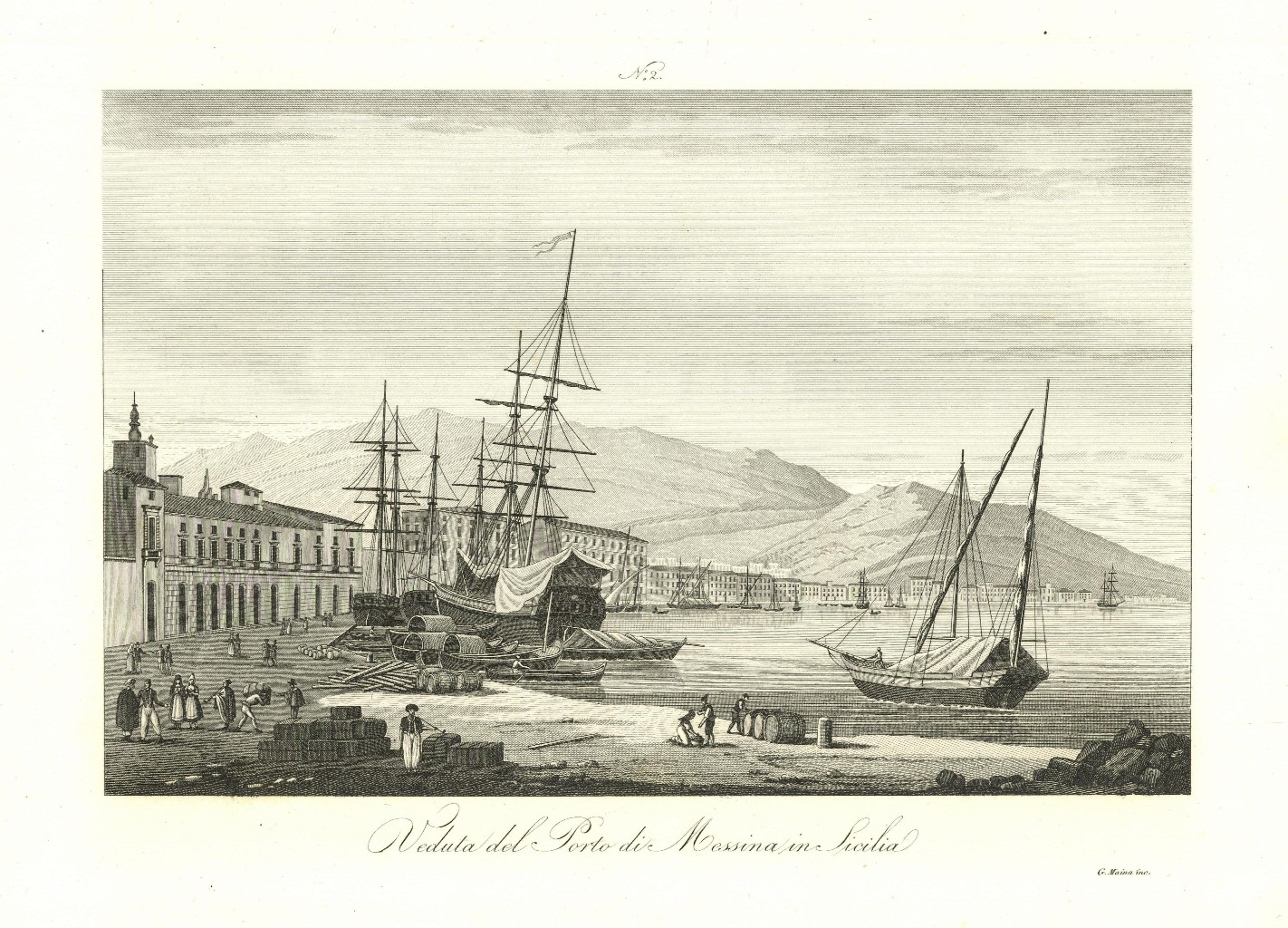 Veduta del Porto di Messina in Sicilia