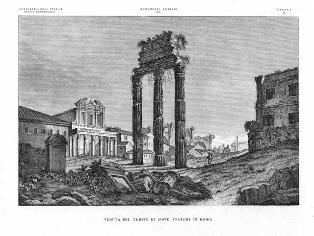 Veduta del Tempio di Giove Statore in Roma