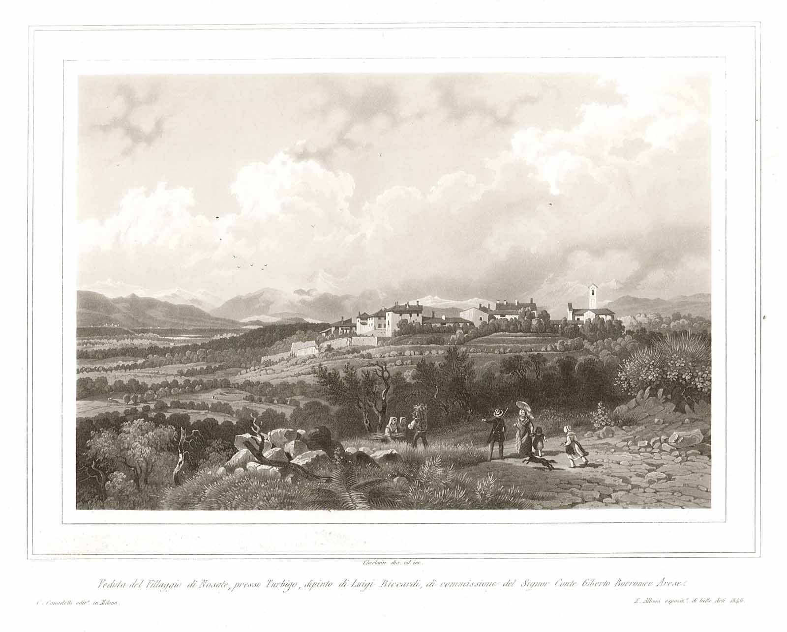 Veduta del Villaggio di Nosate, presso Turbigo, dipinto di Luigi …