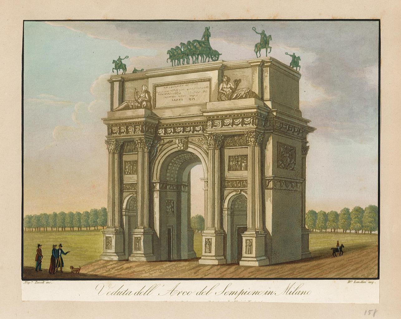 Veduta dell'Arco del Sempione in Milano