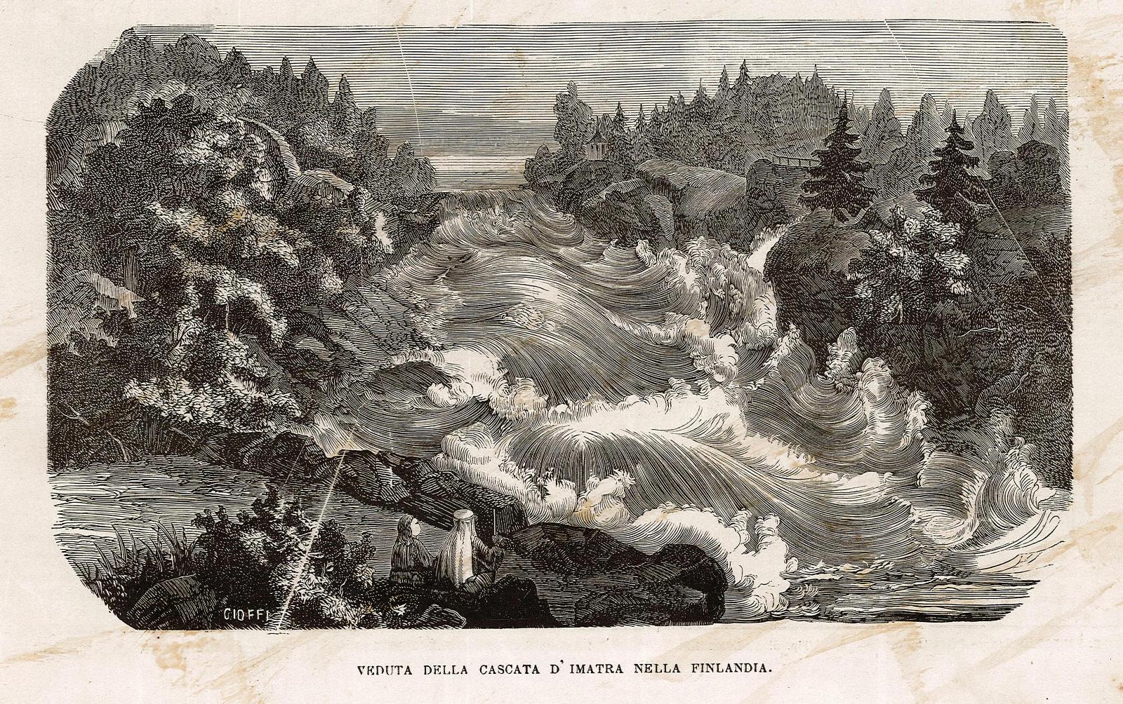 Veduta della Cascata d'Imatra nella Finlandia