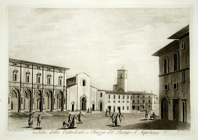 Veduta della Cattedrale e Piazza del Borgo S. Sepolcro