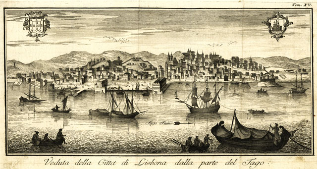 Veduta della città di Lisbona dalla parte del Tago